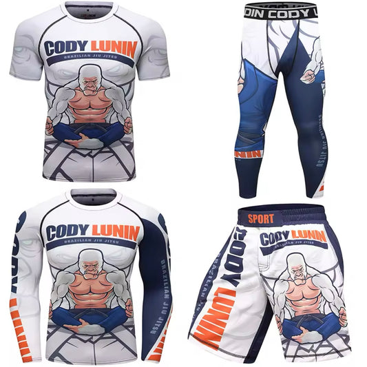 White Gorilla Premium BJJ No Gi / MMA Set. Rash Guard, Shorts & Spats