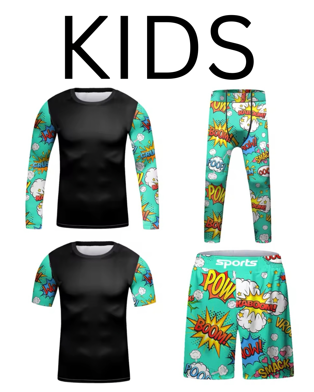 Comic Premium BJJ No Gi / MMA Set. Rash Guard, Shorts & Spats