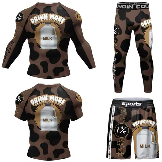 Milk Premium BJJ No Gi / MMA Set. Rash Guard, Shorts & Spats