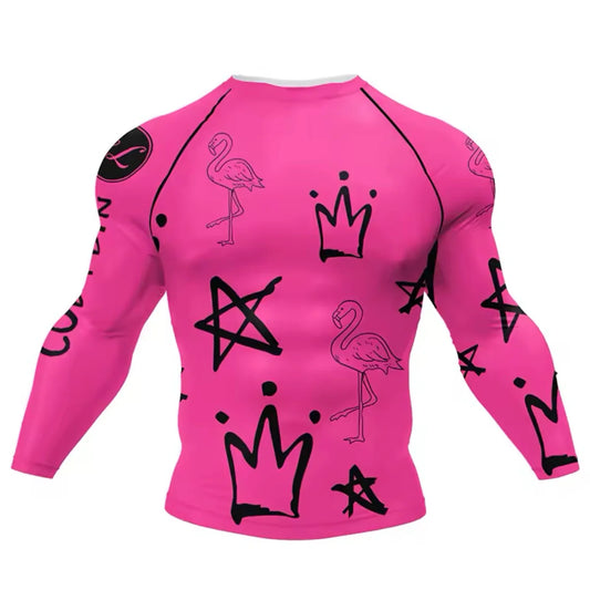 Pink Flamingo Premium BJJ / MMA Rash Guard - LONG & SHORT SLEEVE VARIATIONS