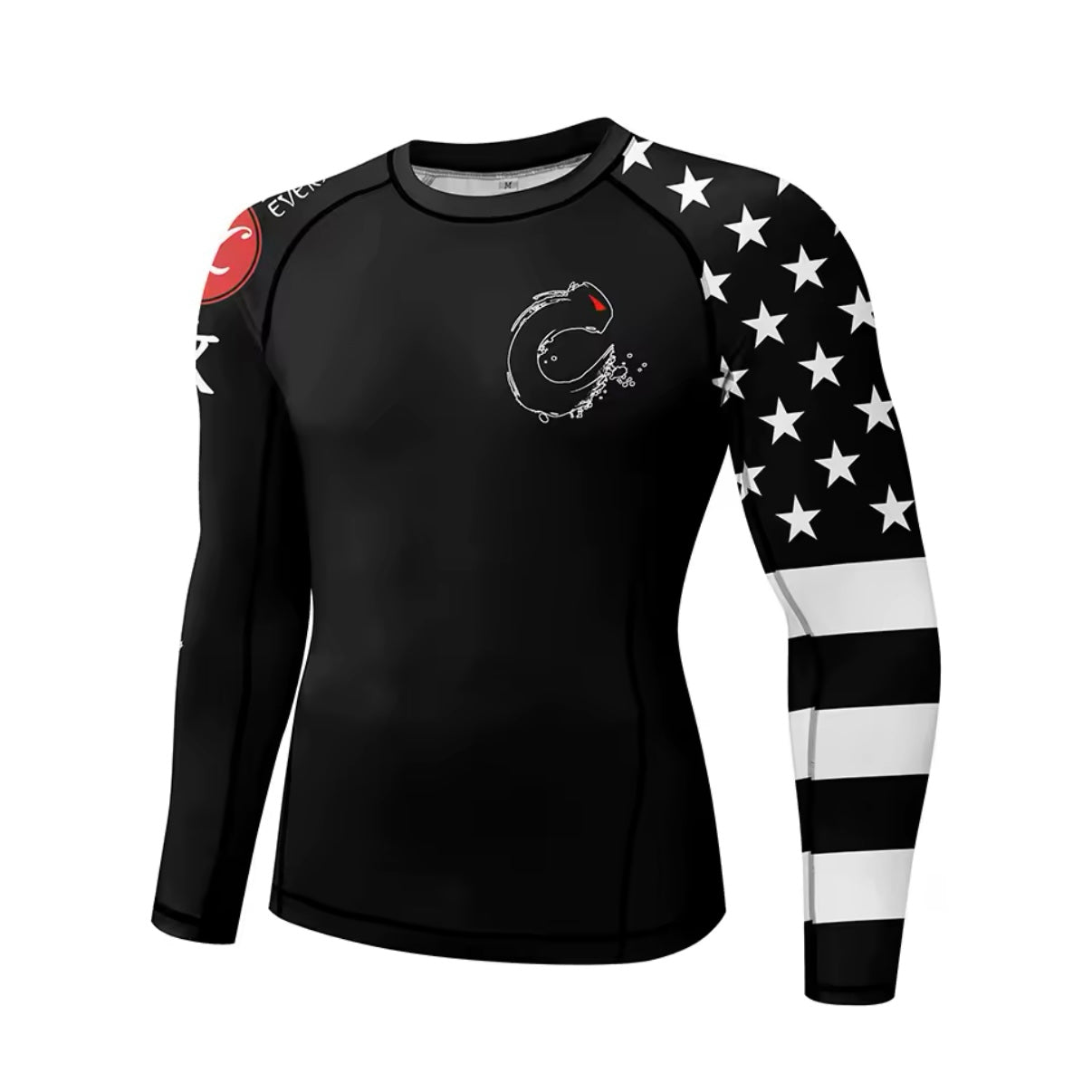 Black USA Premium BJJ / MMA Rash Guard - LONG & SHORT SLEEVE VARIATIONS