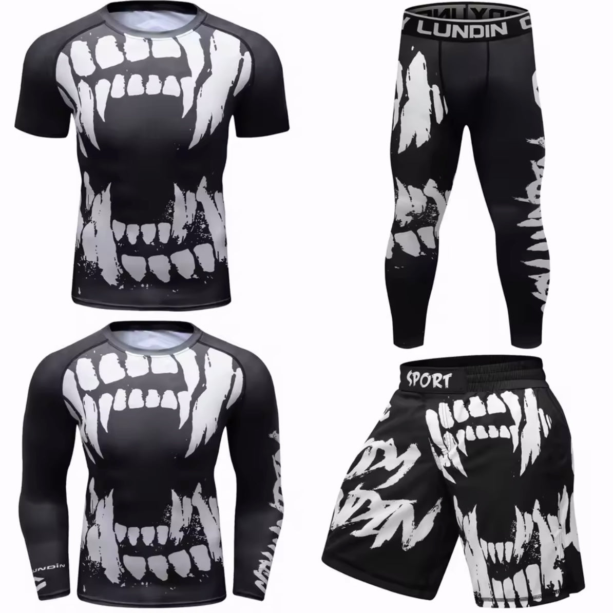 Wild Canines Premium BJJ No Gi / MMA Set. Rash Guard, Shorts & Spats