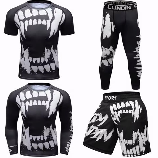 Wild Canines Premium BJJ No Gi / MMA Set. Rash Guard, Shorts & Spats