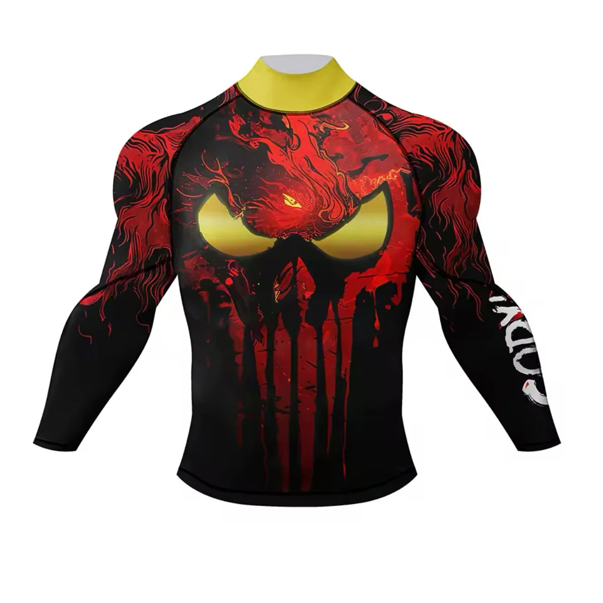 Red Skull Premium BJJ / MMA High Neck Rash Guard - LONG & SHORT SLEEVE VARIATIONS