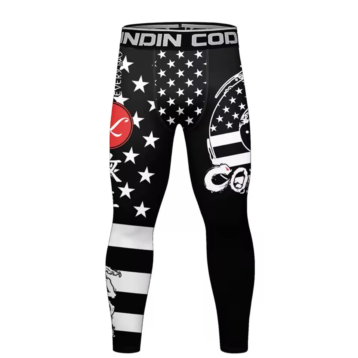 Black USA Premium Compression Spats For BJJ, MMA, Wrestling, CrossFit, Yoga, Running, Cycling, and More