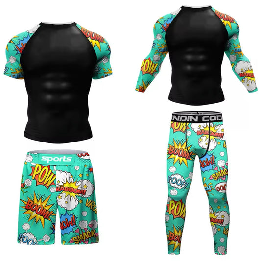 Comic Premium BJJ No Gi / MMA Set. Rash Guard, Shorts & Spats