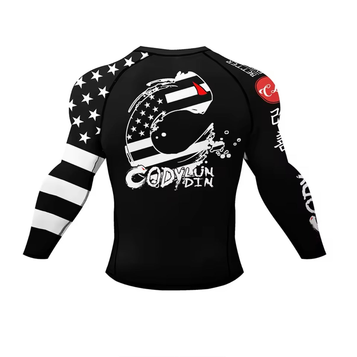 Black USA Premium BJJ / MMA Rash Guard - LONG & SHORT SLEEVE VARIATIONS