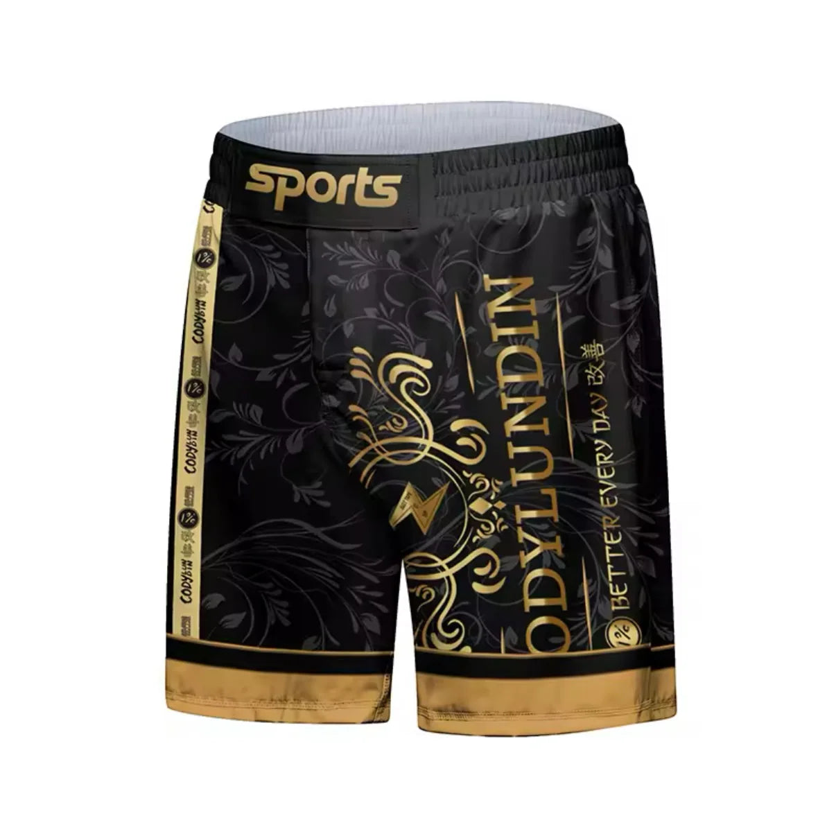 Black & Gold Premium BJJ No Gi / MMA Grappling Shorts