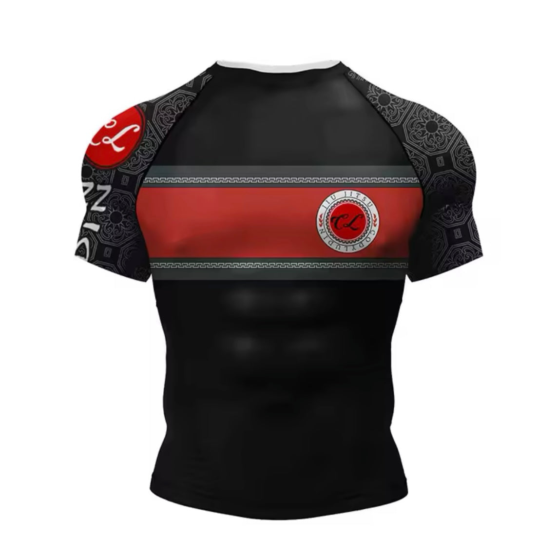 Black & Red Premium BJJ No Gi / MMA Set. Rash Guard, Shorts & Spats