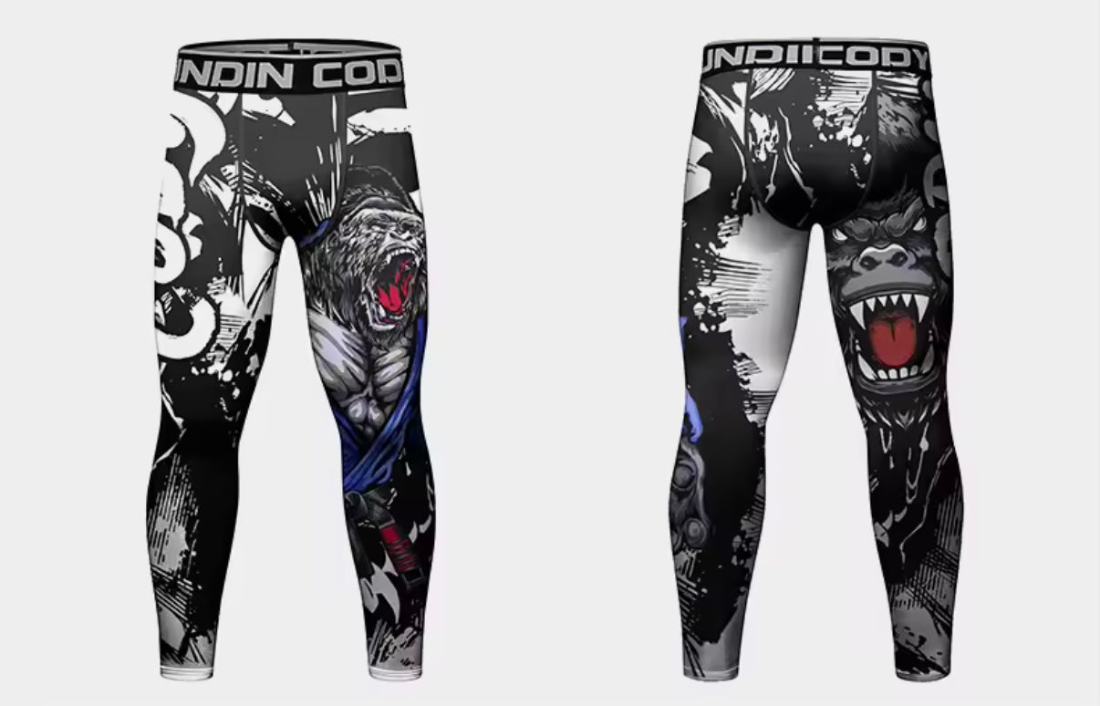 Gorilla Rage Premium Compression Spats for BJJ, MMA, Wrestling, CrossFit, Yoga, Running, Cycling, and More