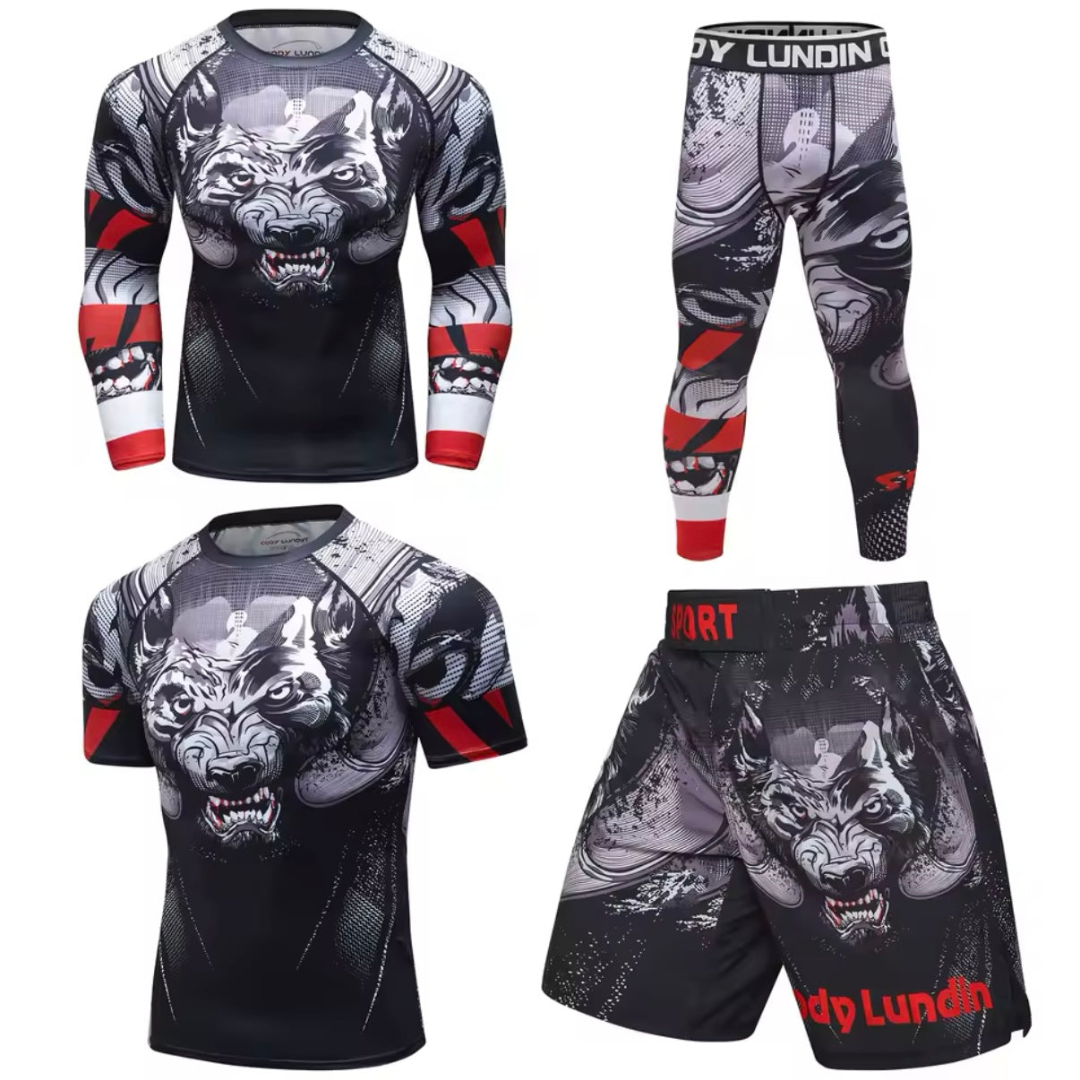 Werewolf Premium BJJ No Gi / MMA Set. Rash Guard, Shorts & Spats