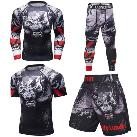 Werewolf Premium BJJ No Gi / MMA Set. Rash Guard, Shorts & Spats