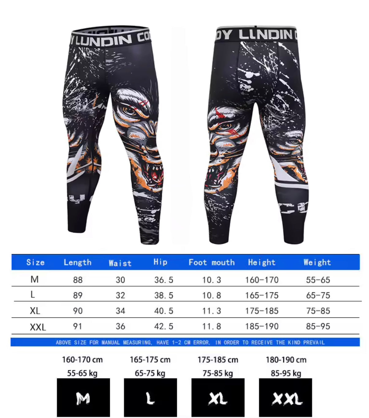 Wolf Premium Compression Spats For BJJ, MMA, Wrestling, CrossFit, Yoga, Running, Cycling, and More