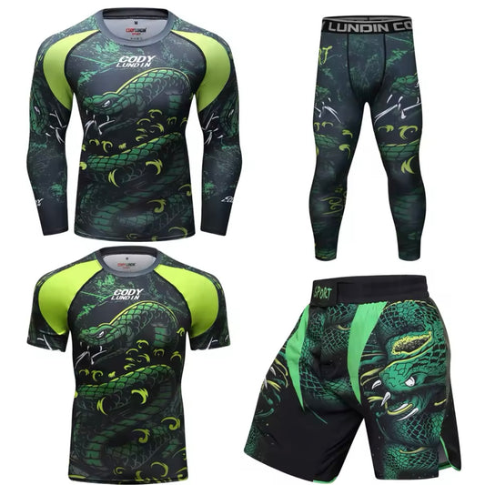 Snake Roller Premium BJJ No Gi / MMA Set. Rash Guard, Shorts & Spats