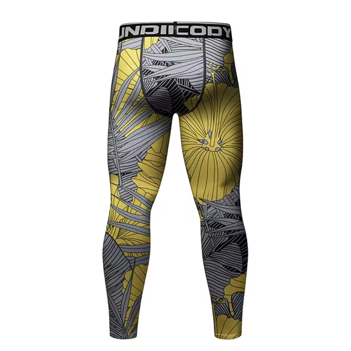 Grey & Yellow Premium Compression Spats For BJJ, MMA, Wrestling, CrossFit, Yoga, Running, Cycling, and More