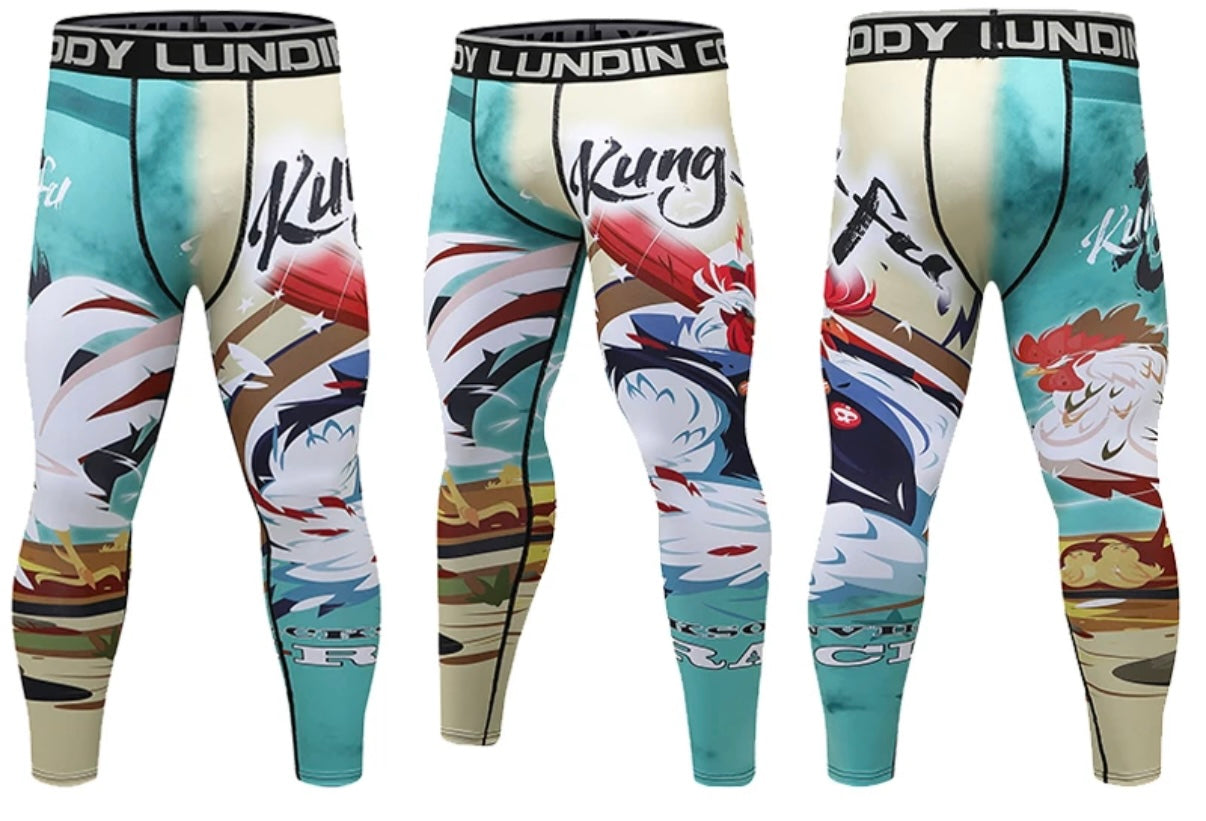 Kung Fu Chicken Premium BJJ No Gi / MMA Set. Rash Guard, Shorts & Spats
