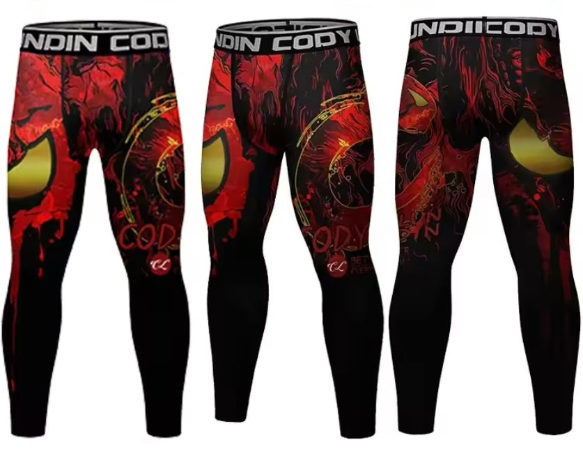 Red Skull Premium High Neck BJJ No Gi / MMA Set. Rash Guard, Shorts & Spats