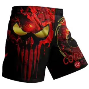 Red Skull Premium High Neck BJJ No Gi / MMA Set. Rash Guard, Shorts & Spats