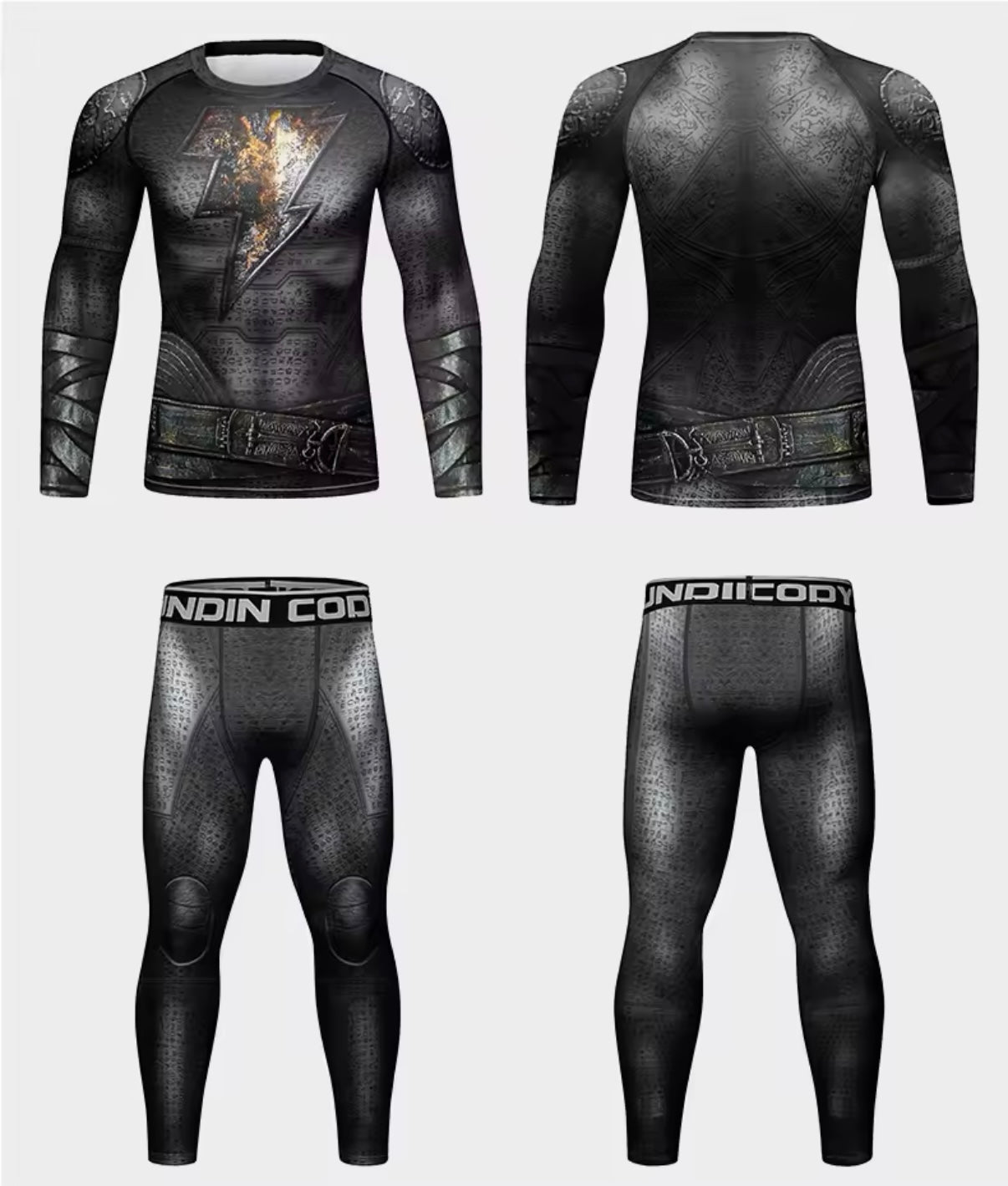 Black Flash Premium BJJ No Gi / MMA Set. Rash Guard, Shorts & Spats