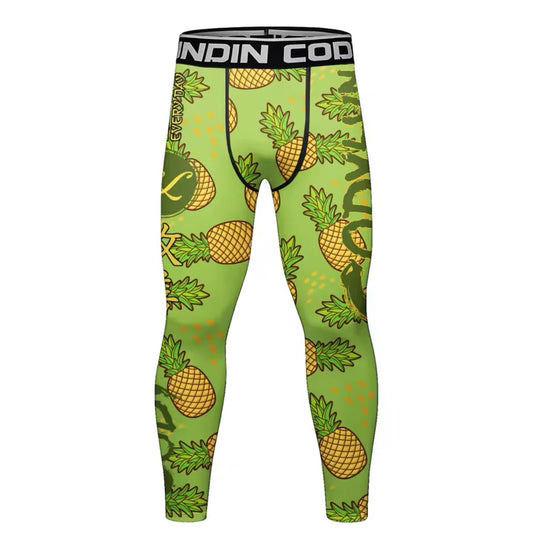 Pineapple Skull Premium Compression Spats For BJJ, MMA, Wrestling, CrossFit, Yoga, Running, Cycling, and More